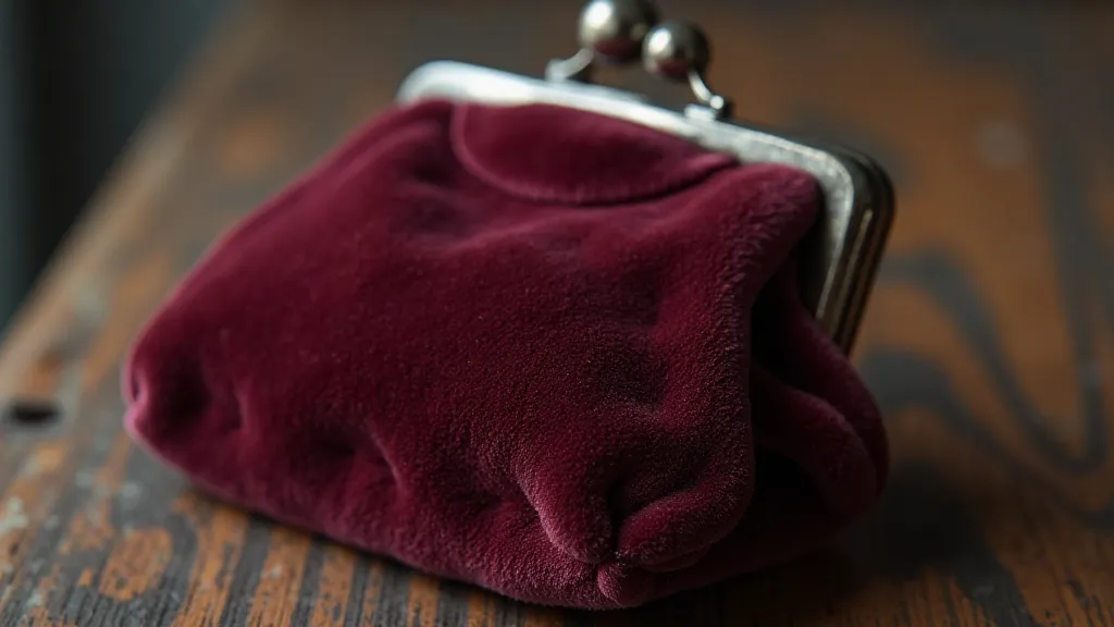Vintage burgundy velvet coin purse with silver owl clasp