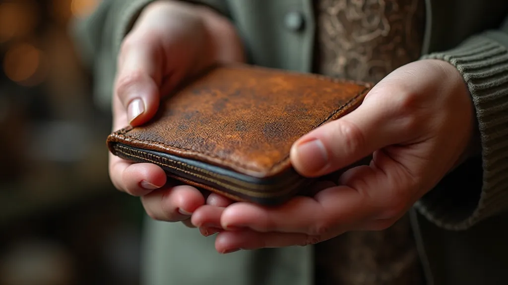 Vintage coin purse held in hands