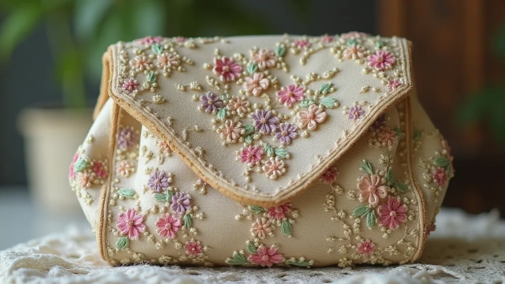 Vintage embroidered silk coin purse