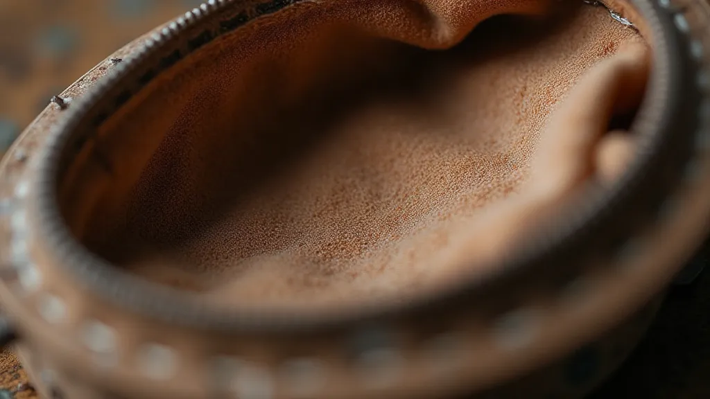 Close-up of hand-stitched lining in a vintage coin purse
