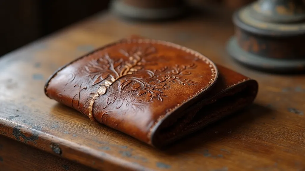 Embossed leather coin purse