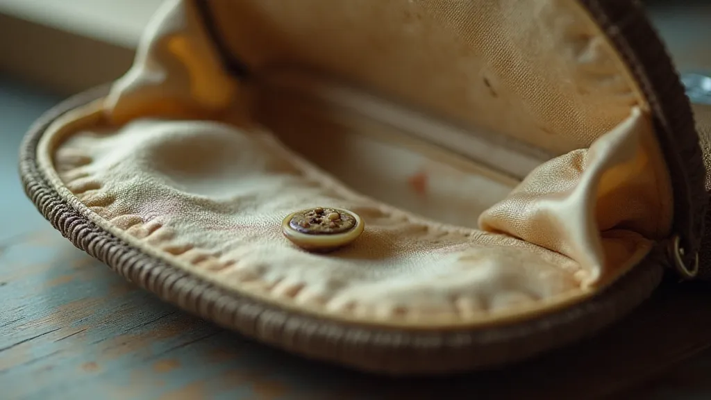 Vintage coin purse interior with silk lining